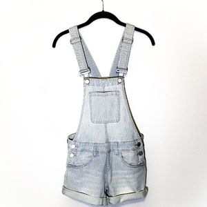 Blank NYC Jean White/Blue Stripped Short Overalls